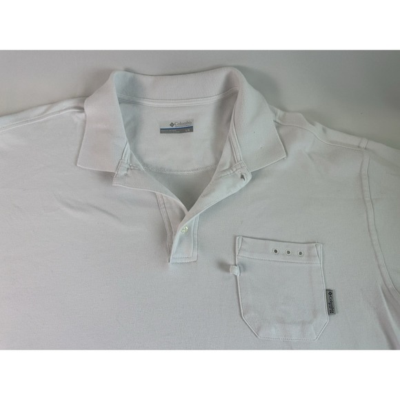 Columbia PFG Performance Fishing Gear Short Sleeve Polo Size Large Mens‎ White - Picture 1 of 10